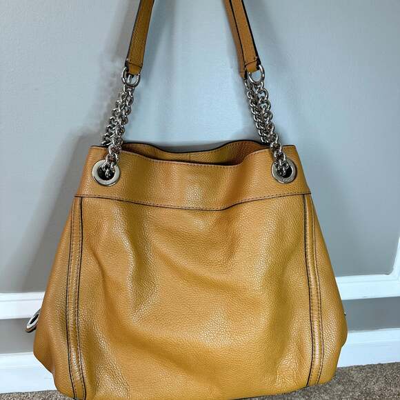 Coach Turnlock Edie Shoulder Bag in Polished Pebble Leather Light Saddle - Picture 8 of 11